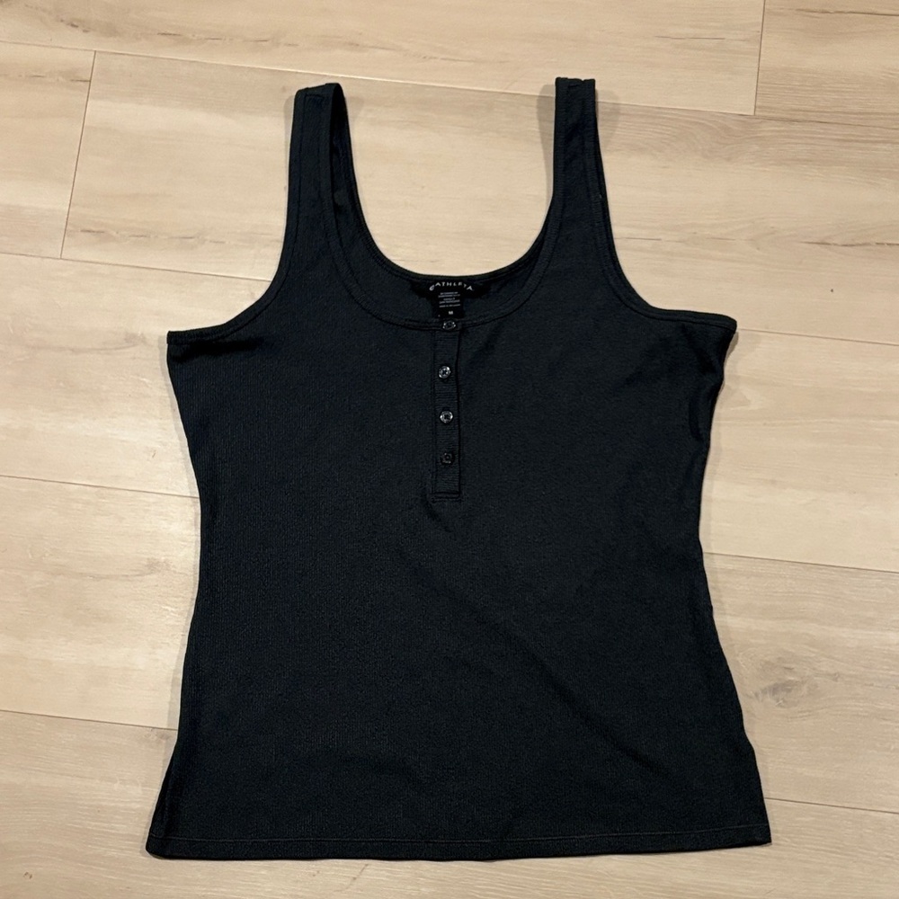 Athleta Midnight Black Tank Top with Buttons